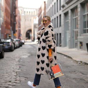 Lux Heart Faux Fur Coat, Large, A Must have-